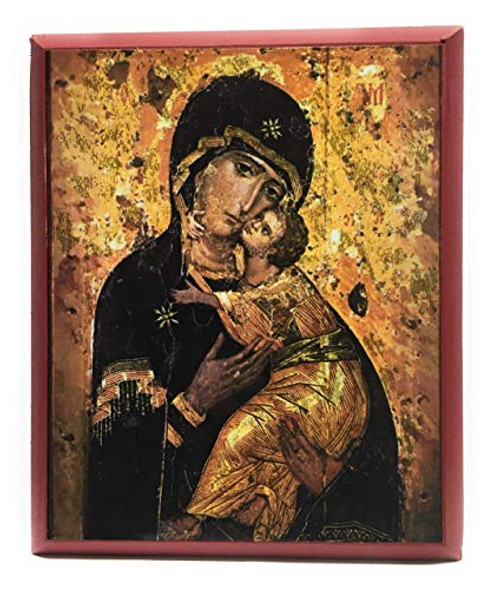 Wooden Greek Orthodox Christian Ancient Icon Saint Mary Holy Virgin Mary Theotokos Virgin of Vladimir 8 inch x 10 inch Wooden Greek Orthodox Christian Ancient Icon Saint Mary Holy Virgin Mary Theotokos Virgin of Vladimir 8 inch x 10 inch