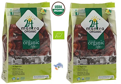 Organic Red Chilly Stick - Dried Chilli Whole Chili USDA Certified Organic European Union Certified Organic Pesticides Free Adulteration Free Sodium Free - Pack of 2 X 7 Ounces 14 Ounces - 24 Mantra Organic Organic Red Chilly Stick - Dried Chilli Whole Chili USDA Certified Organic European Union Certified Organic Pesticides Free Adulteration Free Sodium Free - Pack of 2 X 7 Ounces 14 Ounces - 24 Mantra Organic