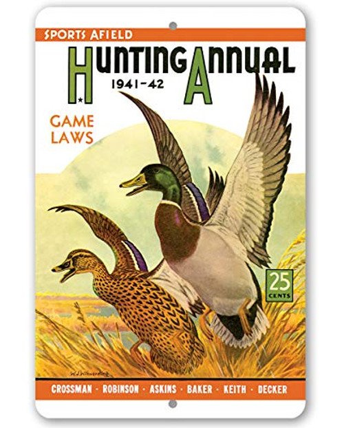 Sports Afield Ducks in Flight Cover Metal Sign - 12 inch  x 18 inch  Use Indoor Outdoor - Great Gift for Hunters and Decor for Cabin and Man Cave Under  25
