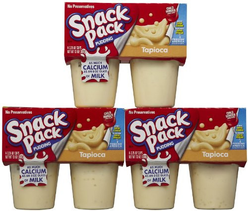 Hunts Snack Pack Tapioca Pudding FRESH 12 Cups Total 39 oz. 3 Boxes of 4 Cups Each Hunts Snack Pack Tapioca Pudding FRESH 12 Cups Total 39 oz. 3 Boxes of 4 Cups Each