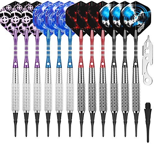 CyeeLife Professional Soft tip Darts Set 16G Aluminum Shafts Plus100 Extra Plastic Tips PlusDart Tool PlusExtra Flights 4 Designs  Plastic Darts tip Set for Electronic Dart Board  16g-2C