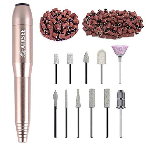 AIRSEE Portable Electric Nail Drill Professional Efile Nail Drill Kit For Acrylic  Gel Nails  Manicure Pedicure Polishing Shape Tools with 100Pcs Sanding Bands