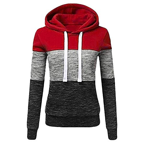 Women s Tunic Tops Fall Winter Womens Casual Drawstring Color Block Hoodies Sweatshirt Patchwork Ladies Hooded Blouse Pullover Tops