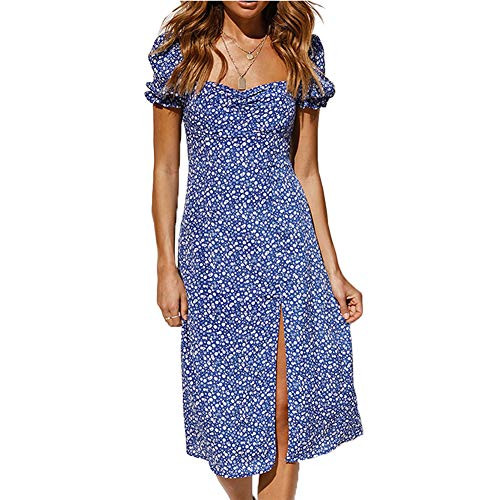 OOTaoper Women Summer Sweetheart Neck Puff Sleeve Polka Dots Dress Casual Floral High Waistline A-Line Split Flowy Midi Dress  Medium  Blue OOTaoper Women Summer Sweetheart Neck Puff Sleeve Polka Dots Dress Casual Floral High Waistline A-Line Split Flowy Midi Dress  Medium  Blue