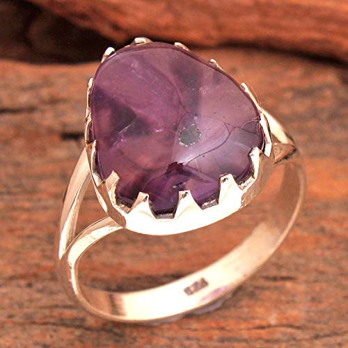 Prong Seting Natural Star Amethyst Gemstone Pear Ring 925 Sterling Silver Jewelry Designer Silver Ring US Size 9