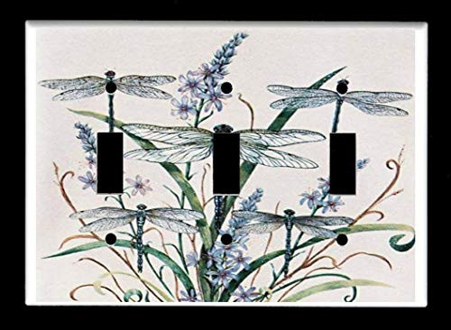 TRIPLE TOGGLE LIGHT SWITCH PLATE - Dragonflies DGF1054 - Dragonfly Plates