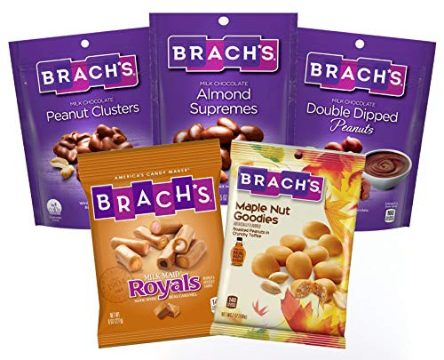 Brachs Chocolate Nut Toffee Caramel Variety Pack   Chocolate Peanut Clusters  Almond Supremes  Double Dipped Peanuts  Maple Nut Goodies