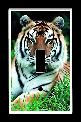 Single Toggle  1-toggle  Light Switch Plate Cover - African Wildlife Safari Animals - Tiger