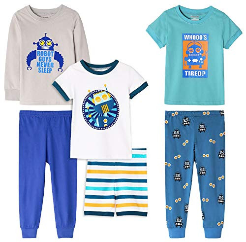 Boys  6-Piece Snug-Fit Cotton Pajama Set Sleepwear  Robots  12
