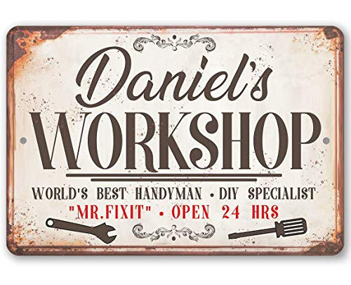 Personalized Workshop - Durable Metal Sign - 8 inch  x 12 inch  or 12 inch  x 18 inch  Use Indoor Outdoor - Makes a Great Workshop Decor and Gift Under  25