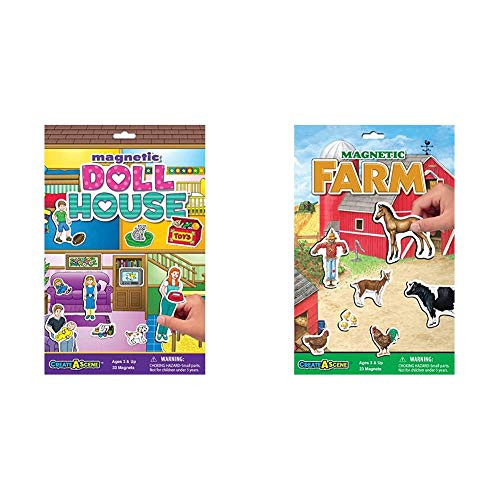 Create-A-Scene Magnetic Playset - Dollhouse Bundle with Create-A-Scene Magnetic Playset - Farm