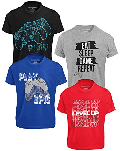 BROOKLYN VERTICAL 4-Pack Boys Short Sleeve Crew Neck T-Shirt with Chest Print Soft Cotton Sizes 6-20 Combo A L-14 16 BROOKLYN VERTICAL 4-Pack Boys Short Sleeve Crew Neck T-Shirt with Chest Print Soft Cotton Sizes 6-20 Combo A L-14 16