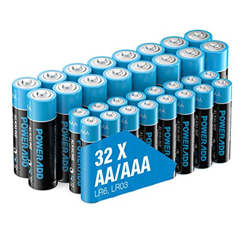 POWERADD AA PlusAAA Alkaline Batteries Long Lasting  All-Purpose Battery for Household and Business - 32 Count