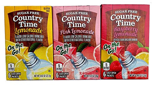 Country Time Lemonade 3 Variety Combo Sugar Free On the Go  6 Packets  Pack of 6