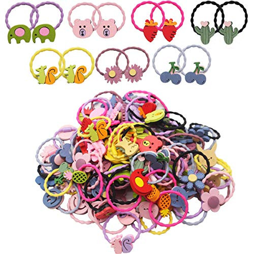 100PCS 50Pairs Baby Girls Hair Holders Hair Ties Baby Bows Ties Elastic Hair Bands Ponytail Holder Hair Accessories for Infants Toddlers Kids Children