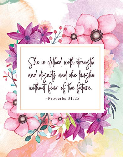 She is Clothed with Strength and Dignity Christian Wall Art Decor Print - 11x14 unframed print