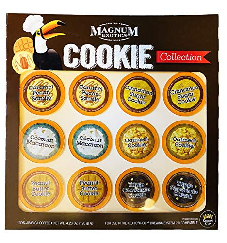 Magnum Exotics Coffee Donut Shop 12 Count Single Serve K-Cup  Donuts Flavored Coffee Pods  Made Of Finest Arabica Coffee Beans  Enjoy The World s Best Gourmet Coffee  Choose Your Flavor   Cookie