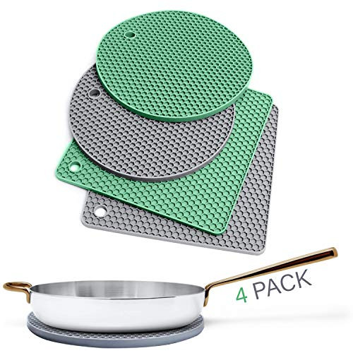 Lindas Premium Silicone Trivet Mats   Multipurpose Hot Pot Holders   Trivets for Hot Pots and Pans  Drying Mat  Hot Pads   Thick Countertop Mat for Hot Dish   Non-Slip and Heat Resistant   4 Pack