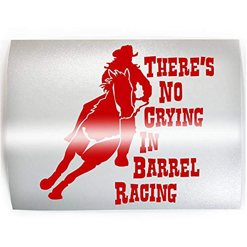 THERE S NO CRYING IN BARREL RACING Funny - PICK COLOR  and  SIZE - Horse Rider Racer Rodeo Vinyl Decal Sticker D