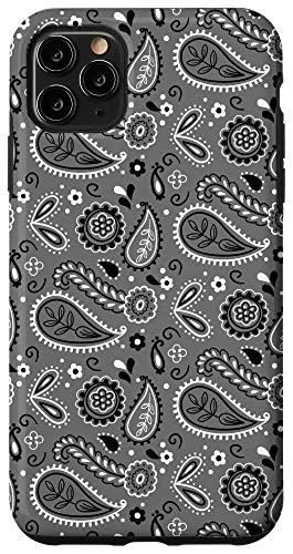 iPhone 11 Pro Max Gray Black Handkerchief Bandana Paisley Pattern Case