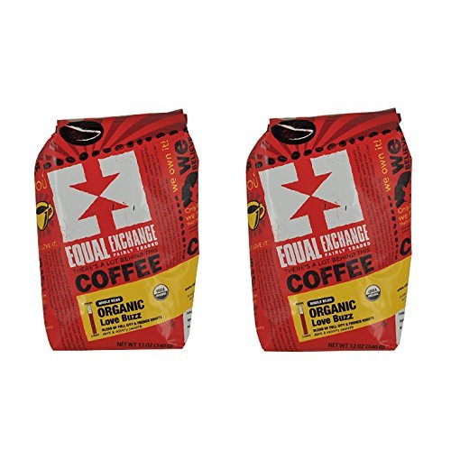 Equal Exchange Love Buzz Blend Organic Coffee Bean  12-Ounce Packages  Pack of 2