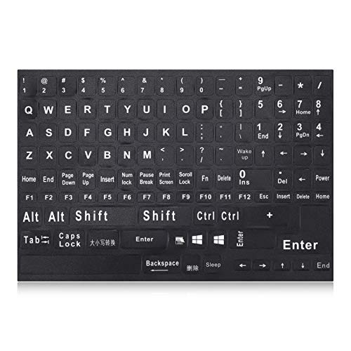 Replacement Full English Keyboard Stickers  Universal English Black Background with Large White Lettering Keyboard Stickers for PC Laptop Computer Desktop Notebook Keyboards