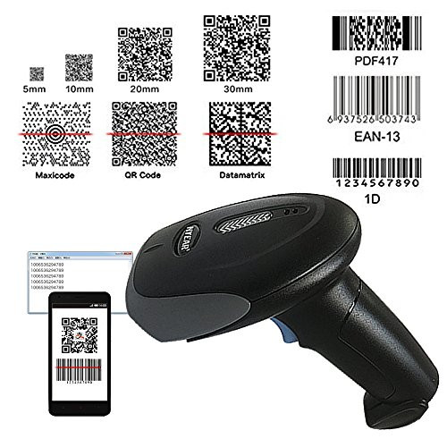 NYEAR Handheld wireless and Wired two in one Bluetooth 4.0 & USB Barcode Scanner, 2D &1D &PTF 417 Handheld Inventory Laser Bar Code Reader for Computer ipad iphone Android windows with USB Cable