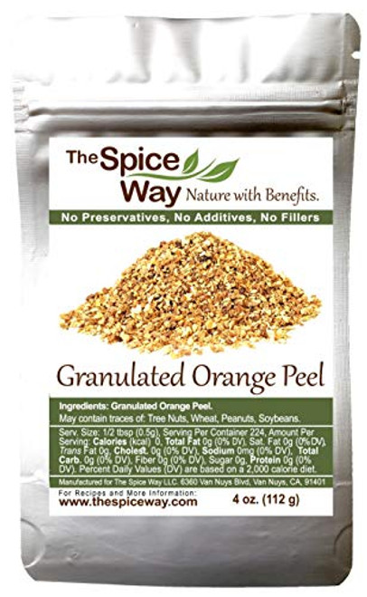 The Spice Way Orange Peel - Granules   4 oz  without any preservatives. Great for cooking  baking and tea.