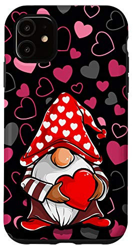 iPhone 11 Valentine Gnome Cute Hats and Love Hearts Pattern Case