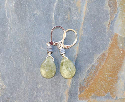 Light Green Earrings  Green Quartz Earrings  Green Stone Earrings  Teardrop Earrings  Fall Earrings  Natural Stone Earrings  For Her