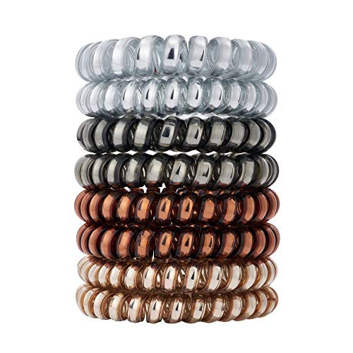 Metallic Luster Spiral Hair Ties  Thick 8 Pcs   Coil Hair Ties for Thick Hair  Ponytail Holder Hair Ties for Women   No Crease Hair Ties  Phone Cord Hair Ties for all Hair Types with Plastic Spiral