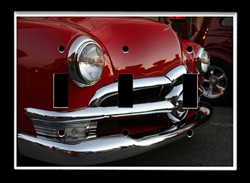 Triple Toggle  3-toggle  Light Switch Plate Cover - Racing Race Cars - Classic Car