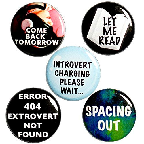 Funny Introvert Buttons Backpack Pin Set 5 Pack Cool Gift Set 1 Inch P50-1