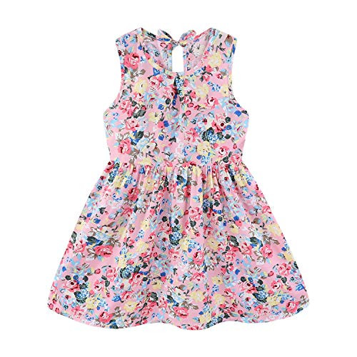 Little Girls 6-7 Years Floral Sleeveless Cotton Pink Blue Sundress Summer Tank Dress Little Girls 6-7 Years Floral Sleeveless Cotton Pink Blue Sundress Summer Tank Dress