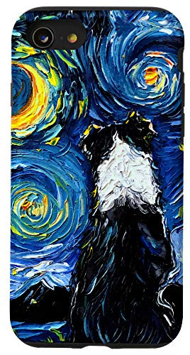 iPhone SE  2020    7   8 Border Collie Back Full Version Starry Night Dog Art by Aja Case
