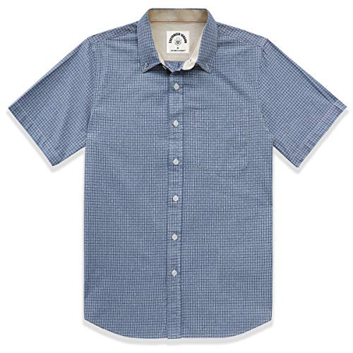 Dubinik Men s Short Sleeve Button Up Shirts Casual Plaid Cotton Oxford Shirts Regular Fit with Pocket