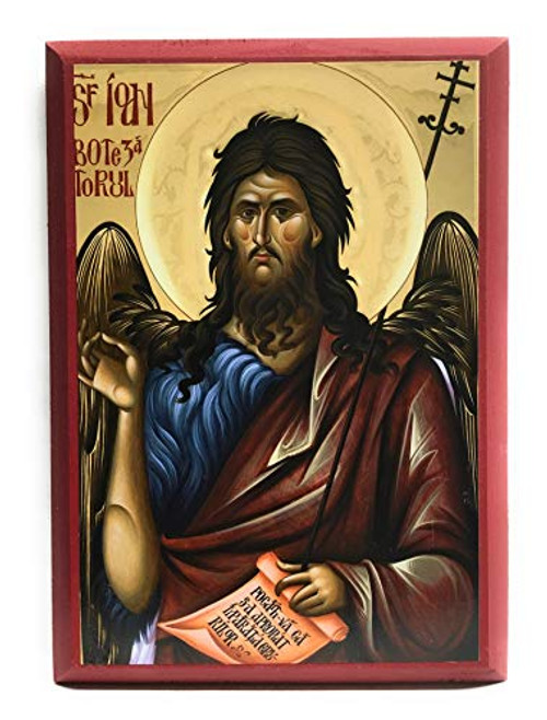 Wooden Byzantine Orthodox Christian Icon of Prophet John the Forerunner and Baptist of Christ Saint John the Baptist 4 inch x 6 inch Wooden Byzantine Orthodox Christian Icon of Prophet John the Forerunner and Baptist of Christ Saint John the Baptist 4 inch x 6 inch