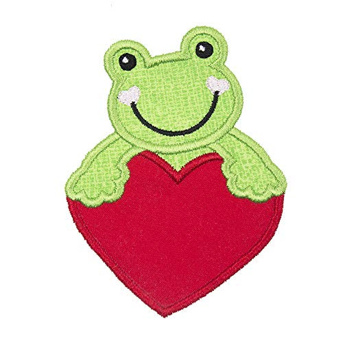 Frog with Heart Patch your choice of sew on or iron on patch