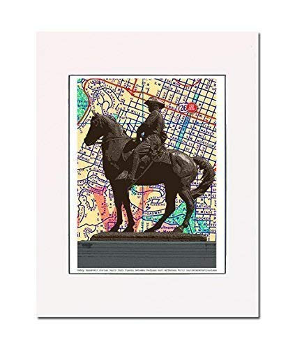 Teddy Roosevelt statue  Portland Park Blocks  Art Print. You Are Here. Gallery Quality. Matted at 11 inches x 14 inches and Ready to Frame.