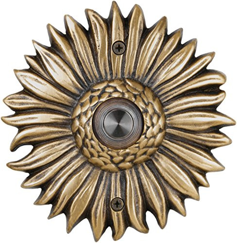 Waterwood Solid Brass Sunflower Doorbell in Antique Brass