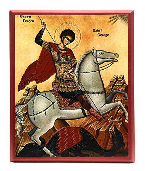 Wooden Greek Orthodox Christian Icon Saint Great Martyr George 9 inch x 11 inch MDF Wooden Greek Orthodox Christian Icon Saint Great Martyr George 9 inch x 11 inch MDF