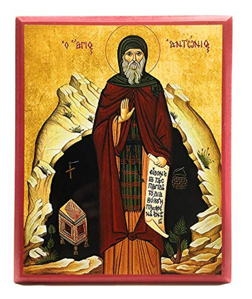 Wooden Greek Orthodox Christian Icon Saint Anthony The Great 9 inch x 11 inch MDF Wooden Greek Orthodox Christian Icon Saint Anthony The Great 9 inch x 11 inch MDF