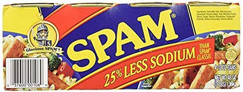 Hormel Spam 25 Percent Less Sodium Packaged Meat  4 Pack  12 oz.