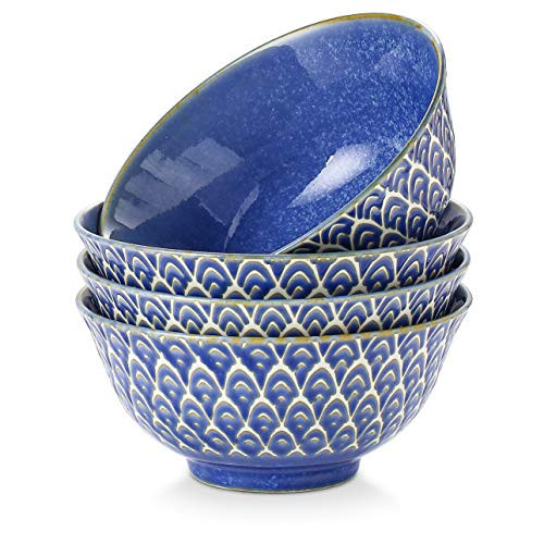 ZONESUM Porcelain Cereal Bowls  23 Ounce Color Changing Soup Bowls  Small Serving Bowls for Salad  Pasta  Stews  Dishwasher  and  Microwave Safe  Lightweight  Set of 4