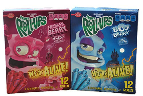 Variety Pack - Halloween Fruit Roll Ups 12 Rolls  6 oz  - Boo Berry  Franken Berry
