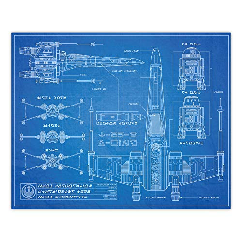 Star Wars X-Wing Fighter - Blueprint Style Print - 8x10