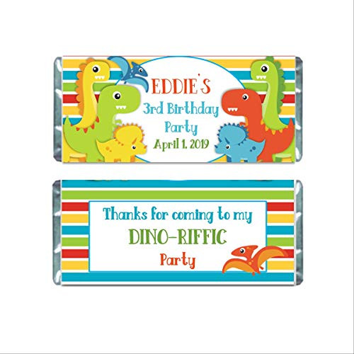 Dinosaur Personalized Candy Bar Wrappers for Chocolate Kids Birthday Party Favors Hershey Bar Labels Pack of 20 Dinosaur Personalized Candy Bar Wrappers for Chocolate Kids Birthday Party Favors Hershey Bar Labels Pack of 20