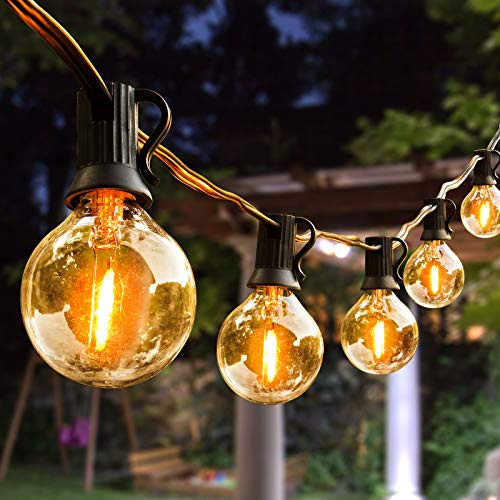 Outdoor String Lights 25ft with 27 Dimmable G40 LED Clear Bulbs UL Approval Waterproof Globe String Lights 1W 2700K Outdoor Lighting for Backyard Porch Cafe Party Wedding Garden