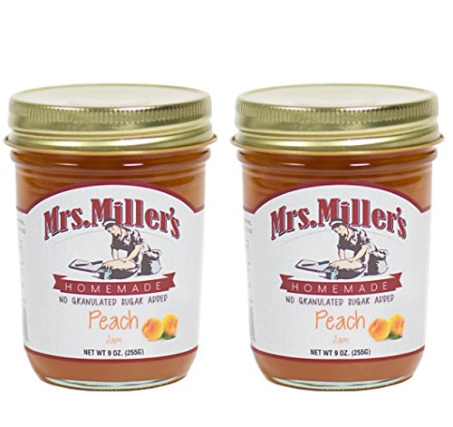 Mrs. Miller s Amish Homemade Peach No Granulated Sugar Added Jam 9 Ounces - Pack of 2 No Corn Sugar Mrs. Miller s Amish Homemade Peach No Granulated Sugar Added Jam 9 Ounces - Pack of 2 No Corn Sugar
