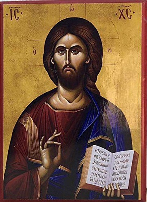 Wooden Greek Orthodox Christian Icon Jesus Christ the Light of the World 5.5 inch  x 7.5 inch